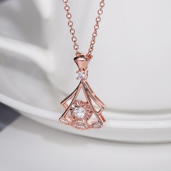 💥Shiny Unique Shape Rose Gold Plated Necklace for Women, MARR9003 - Picture 2 of 6